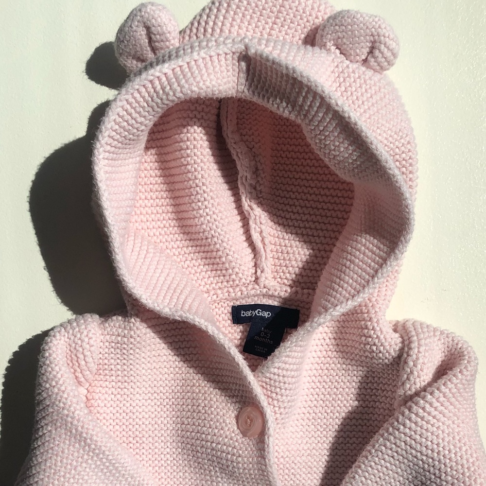 baby girl bear hood cardigan